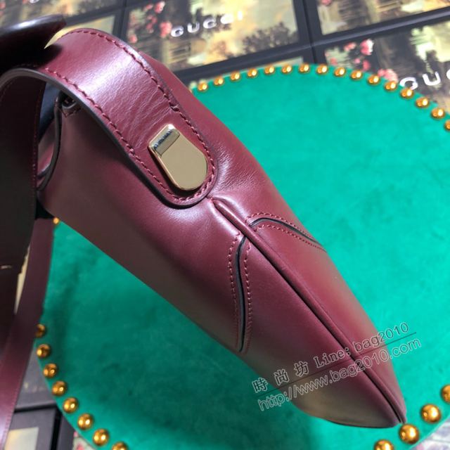 Gucci包 古馳女包 568857 Gucci牛皮單肩女包 Gucci斜挎包 酒紅  gudj1015